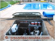 bricolaje agua caliente solar piscina - depuradora y tuberias de PVC flexibles