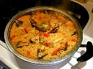 paella a punto de retirar del fuego