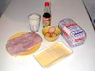 foto de ingredientes de pastel de jamon york y queso