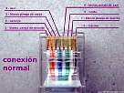 foto de conector RJ45 cableado o conectado con las conexiones normales
